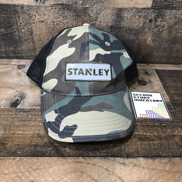 Stanley Tools Snapback Ball Cap Embroidered Yellow Logo Camo Trucker Farmer Hat - Picture 1 of 5